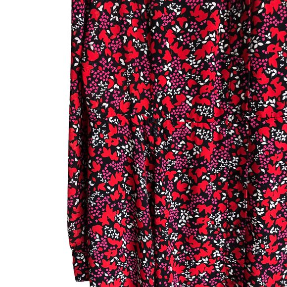 Michael Kors Women's Midi Shirt Dress Size XL Floral Chiffon Long Sleeve Lined - Picture 8 of 10